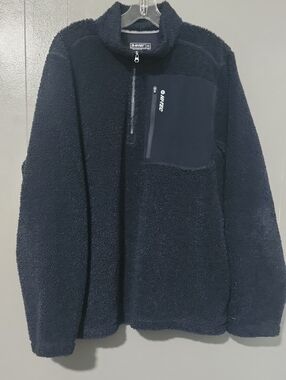 Hi-Tec Men's Navy Sherpa Zip Pullover with Chest Pocket